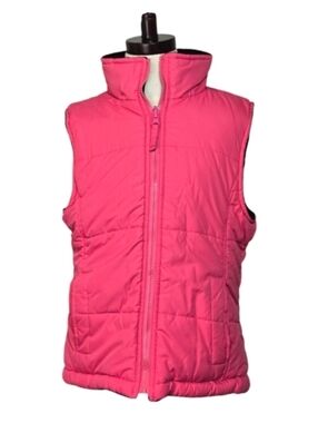 Arizona Girls Reversible Vest Black Pink Faux Fur Puffer 10/12